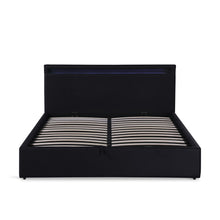 Load image into Gallery viewer, Glimora PU Queen Gas Lift Storage Bed Frame - Black