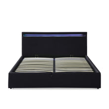 Load image into Gallery viewer, Glimora PU Queen Gas Lift Storage Bed Frame - Black