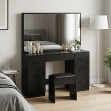 Load image into Gallery viewer, 24288-wisteria-2-piece-dressing-table-with-mirror-stool-set-black-2602121