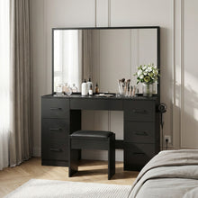 Load image into Gallery viewer, 24288-wisteria-2-piece-dressing-table-with-mirror-stool-set-black-2602123