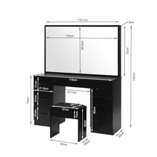 Load image into Gallery viewer, 24288-wisteria-2-piece-dressing-table-with-mirror-stool-set-black-2602129