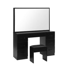 Load image into Gallery viewer, 24288-wisteria-2-piece-dressing-table-with-mirror-stool-set-black-2602126