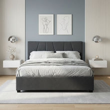 Load image into Gallery viewer, Wireva Linen Queen Bed Frame With 4 Drawers - Dark Grey