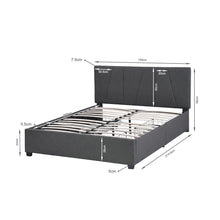 Load image into Gallery viewer, Wireva Linen Queen Bed Frame With 4 Drawers - Dark Grey