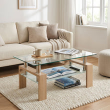 Load image into Gallery viewer, 23892_ollie-tempered-glass-rectangle-coffee-table-95x55cm-oak-2602241