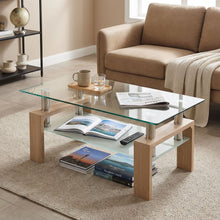 Load image into Gallery viewer, 23892_ollie-tempered-glass-rectangle-coffee-table-95x55cm-oak-2602242