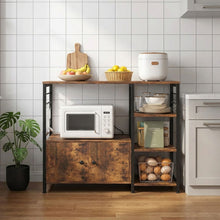 Load image into Gallery viewer, Toko Kitchen Storage Cabinet Shelf Microwave Stand - Rustic Brown