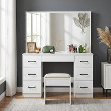 Load image into Gallery viewer, Wisteria 2 Piece Dressing Table with Mirror & Stool Set - White