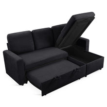 Load image into Gallery viewer, Amy 3 Seater Sofa Bed with Storage - Black