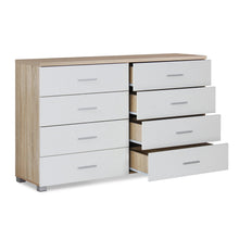 Load image into Gallery viewer, Bram Low Boy 8 Drawer Chest Dresser - Oak + White