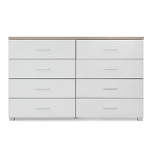 Load image into Gallery viewer, Bram Low Boy 8 Drawer Chest Dresser - Oak + White