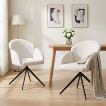 Load image into Gallery viewer, Carmen Boucle Swivel Dining ArmChairs - Set of 2 - Milky White