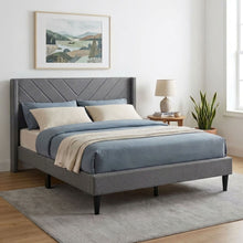 Load image into Gallery viewer, 23192-bassie-double-bed-frame-light-grey-2603053