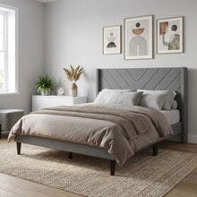 Load image into Gallery viewer, 23192-bassie-double-bed-frame-light-grey-2603051