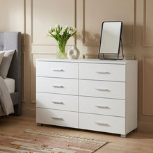 Load image into Gallery viewer, Garrett Lowboy 8 Drawer Chest Dresser - White