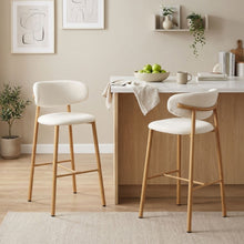 Load image into Gallery viewer, Indigo Fabric Bar Stool - Set of 2 - Beige