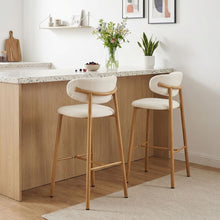 Load image into Gallery viewer, Indigo Fabric Bar Stool - Set of 2 - Beige