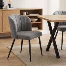 Load image into Gallery viewer, Ines Embossed Velvet Dining Chairs - Set of 2 - Dark Grey
