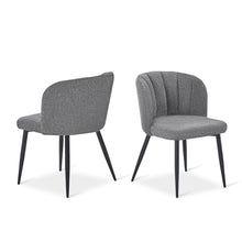 Load image into Gallery viewer, Ines Embossed Velvet Dining Chairs - Set of 2 - Dark Grey