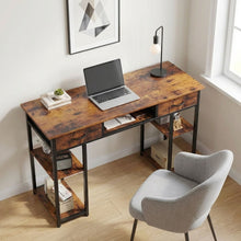 Load image into Gallery viewer, Richard 120m Computer Desk With Bookshelf - Rustic Brown