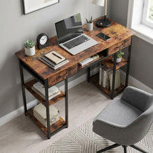 Load image into Gallery viewer, Richard 120m Computer Desk With Bookshelf - Rustic Brown