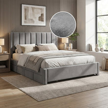 Load image into Gallery viewer, 23521-columbia-super-king-fabric-bed-frame-with-4-drawers-grey-260312
