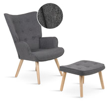 Load image into Gallery viewer, Olivia Linen Armchair with Ottoman - Grey