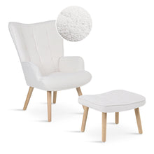 Load image into Gallery viewer, Emma Boucle Armchair with Ottoman - White