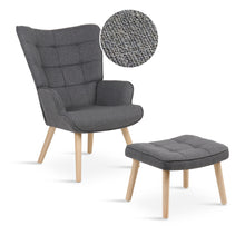 Load image into Gallery viewer, Emma Linen Armchair with Ottoman - Grey