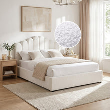 Load image into Gallery viewer, Puro Boucle Queen Gas Lift Bed Frame - White