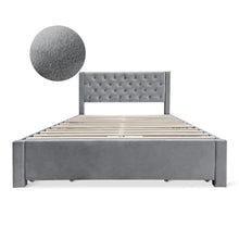 Load image into Gallery viewer, Montana Velvet Queen Bed Frame with 4 Drawers - Grey
