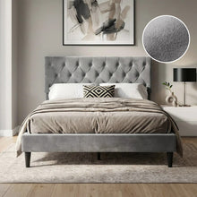 Load image into Gallery viewer, Rila Double Velvet Bed Frame - Grey