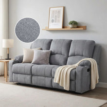 Load image into Gallery viewer, Henley Fabric Manual 3 Seater Recliner Sofa - Grey