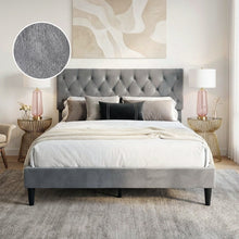 Load image into Gallery viewer, Rila Queen Velvet Bed Frame - Grey