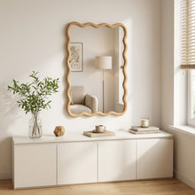 Load image into Gallery viewer, 24425-ripple-wavy-wooden-wall-mirror-91cm-warm-walnut-2603271