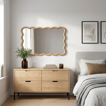 Load image into Gallery viewer, 24425-ripple-wavy-wooden-wall-mirror-91cm-warm-walnut-2603275
