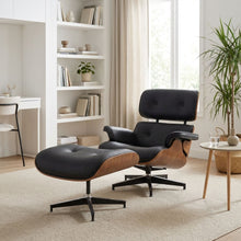 Load image into Gallery viewer, Veylo PU Armchair With Ottoman - Black & Walnut