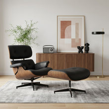 Load image into Gallery viewer, Veylo PU Armchair With Ottoman - Black & Walnut