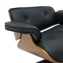 Load image into Gallery viewer, Veylo PU Armchair With Ottoman - Black & Walnut