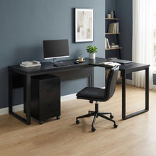 Load image into Gallery viewer, Nakia Corner Desk With Filing Cabinet Set - Black