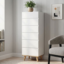 Load image into Gallery viewer, 22990-hudson-wooden-slim-tallboy-6-drawers-white-2604013