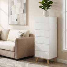 Load image into Gallery viewer, 22990-hudson-wooden-slim-tallboy-6-drawers-white-2604015