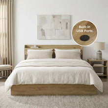 Load image into Gallery viewer, Elda Queen Bed Frame with USB Port & Drawers - Natural (p1=0.118m³ - 25.0kg) (p2=0.120m³ - 23.5kg) (p3=0.096m³ - 19.5kg) (T=0.334m³ - 68.0kg)