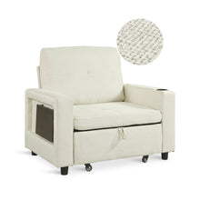 Load image into Gallery viewer, Mist 1 Seater Sofa Bed With Cup Holder And Side Tray - Cream