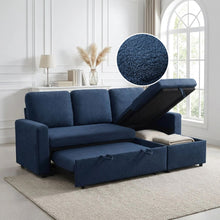 Load image into Gallery viewer, Amy 3 Seater Sofa Bed with Storage - Blue
