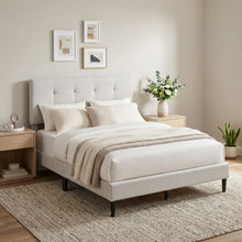 Load image into Gallery viewer, Mitre Double Fabric Bed Frame - Stone