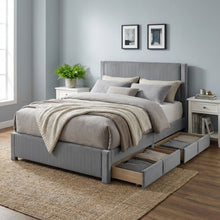 Load image into Gallery viewer, Gower Double Fabric Bed Frame with 4 Drawers - Grey