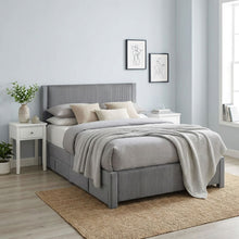 Load image into Gallery viewer, Gower Double Fabric Bed Frame with 4 Drawers - Grey
