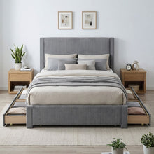 Load image into Gallery viewer, Gower Double Fabric Bed Frame with 4 Drawers - Grey