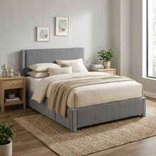Load image into Gallery viewer, Gower Double Fabric Bed Frame with 4 Drawers - Grey